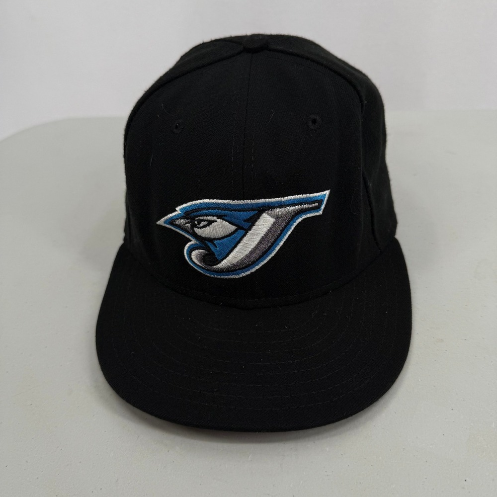 New Era 59FIFTY Hat Mens 7 3/8 Black Toronto Blue Jays Fitted On-Field Cap VTG